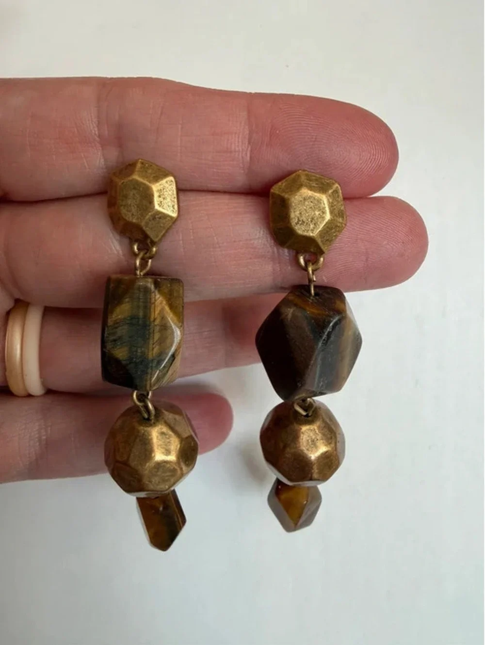 Vintage real stone geometric chico’s dangle earrings